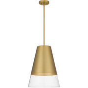 Peregrine Clear Glass Pendant in Brushed Gold
