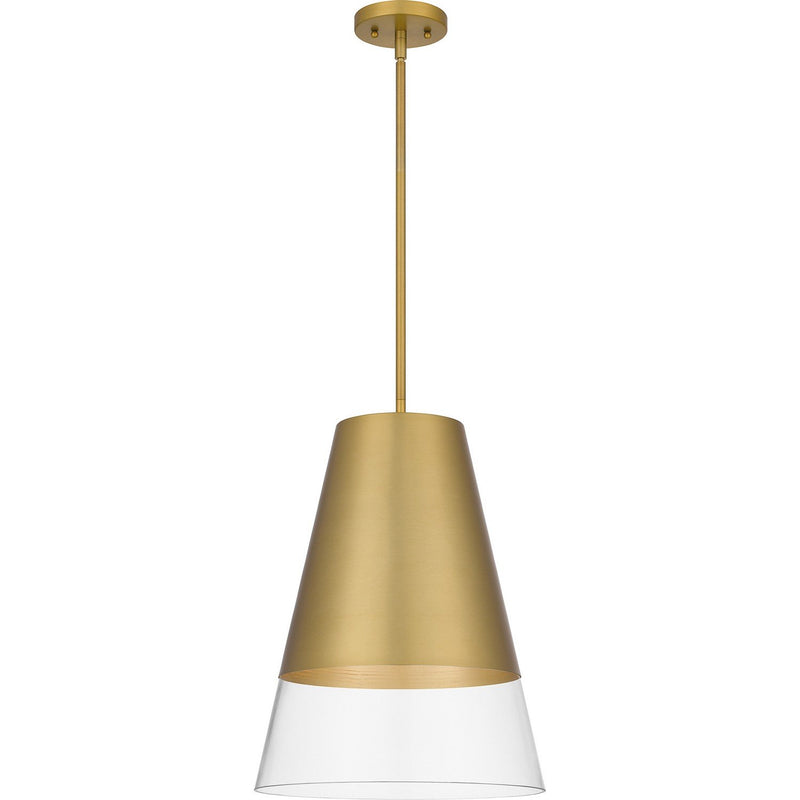 Peregrine Clear Glass Pendant in Brushed Gold