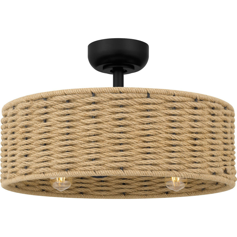 Hemp Rope 4-Light Fandelier in Matte Black