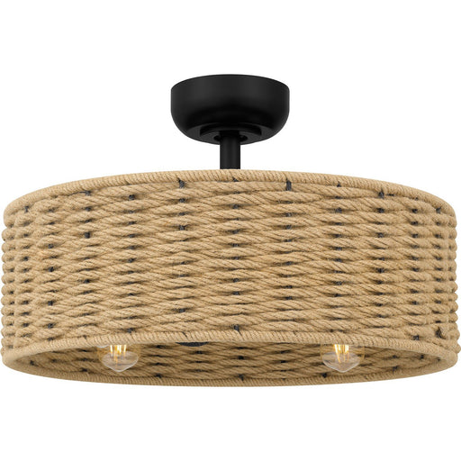 Hemp Rope 4-Light Fandelier in Matte Black
