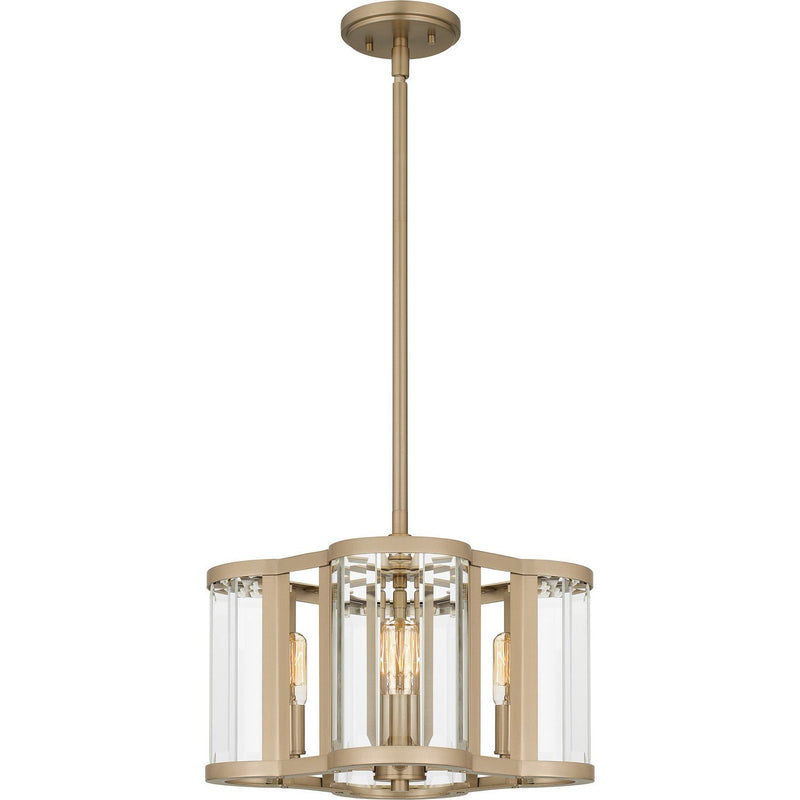 Beveled Glass Drum 4-Light Pendant in Bronze Gold