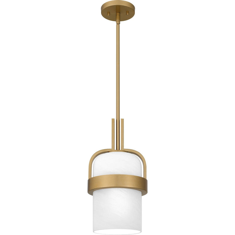 Piccolo Alabaster Glass Mini Pendant in Aged Brass