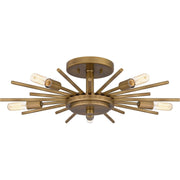 Sputnik 5-Light Semi-Flush Mount in Weathered Brass