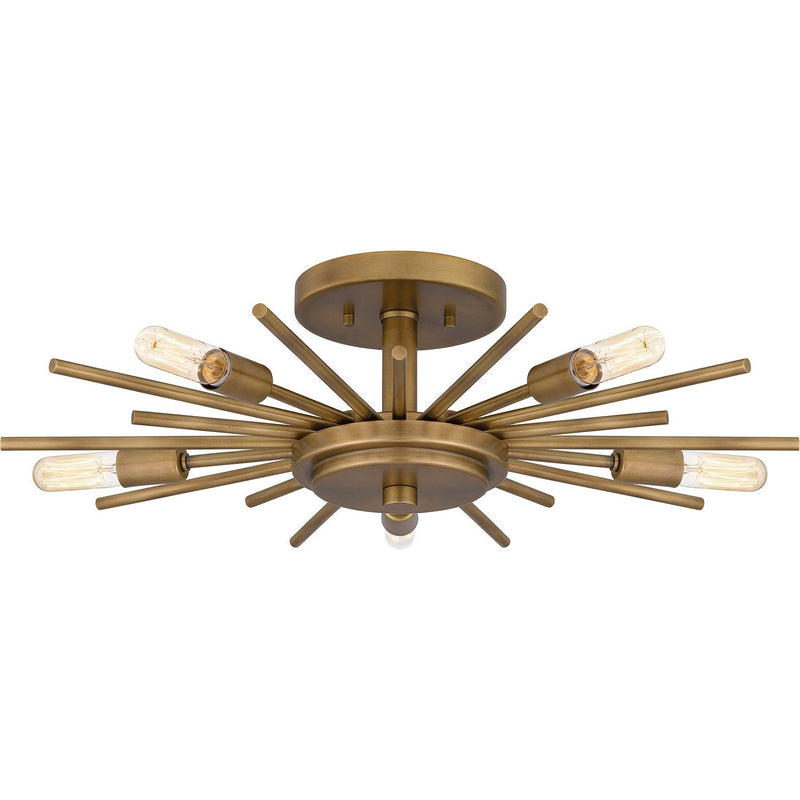 Sputnik 5-Light Semi-Flush Mount in Weathered Brass