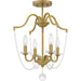 Sunday Four Light Semi Flush Mount in Aged Brass