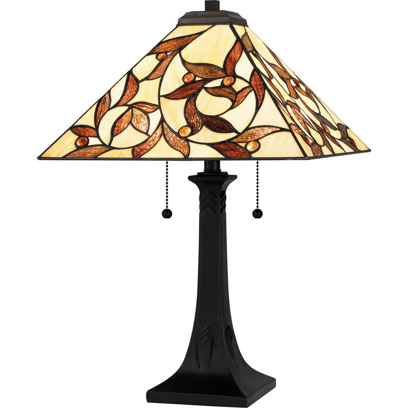 Zion Tiffany 2-Light Table Lamp in Matte Black