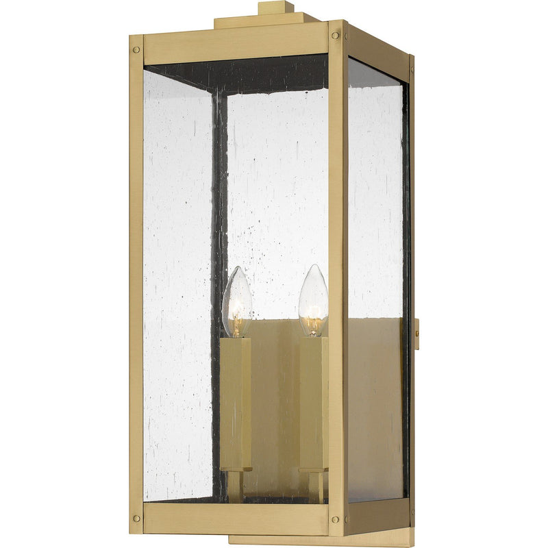 Westover 2-Light Outdoor Wall Lantern in Antique Brass