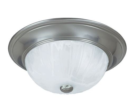 Ribbed Marble Glass 13" 2-Light Flush Mount in Satin Nickel