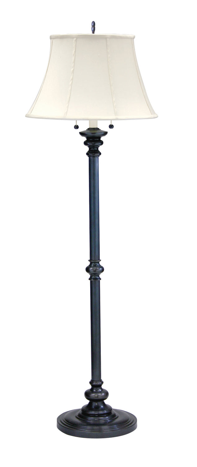 Newport 57.5 Inch Oil Rubbed Bronze Floor with Off-White Linen Softback Shade