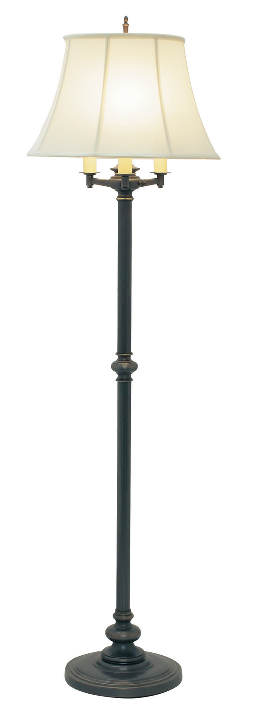 Newport 66 Inch Oil Rubbed Bronze Six-Way Floor Lamp with Off-White Linen Softback Shade