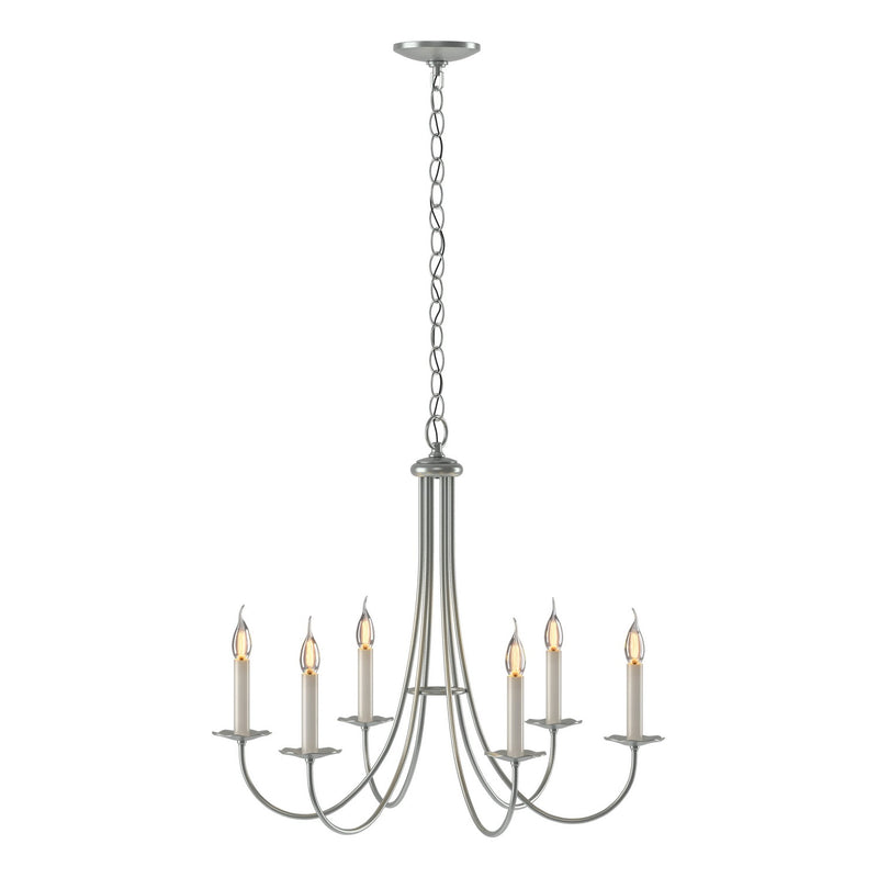 Simple Sweep 6 Arm Chandelier in Vintage Platinum - 101160-SKT-82 by Hubbardton Forge