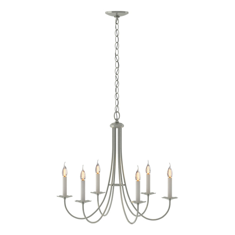 Simple Sweep 6 Arm Chandelier in Sterling - 101160-SKT-85 by Hubbardton Forge