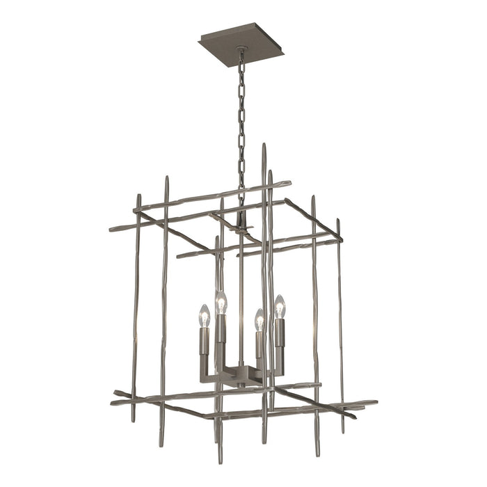 Tura 4-Light Medium Chandelier in Dark Smoke - 101316-SKT-07 by Hubbardton Forge