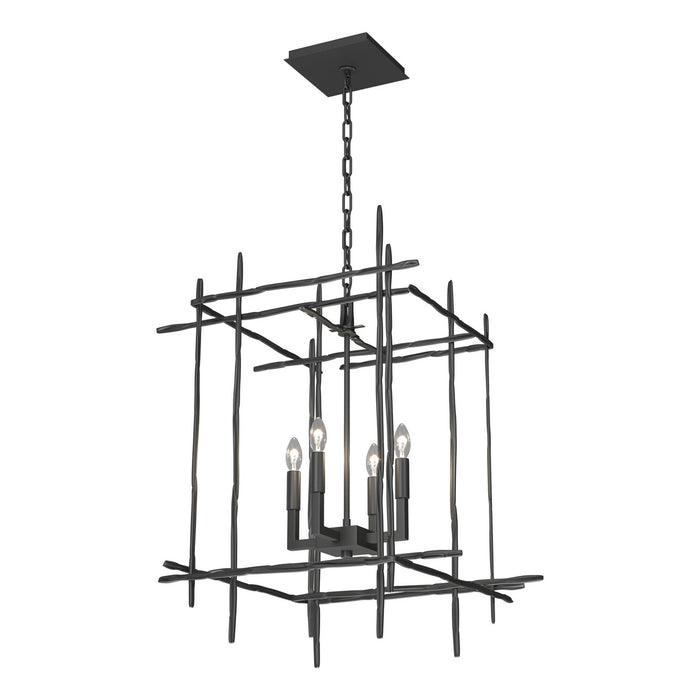 Tura 4-Light Medium Chandelier in Black - 101316-SKT-10 by Hubbardton Forge
