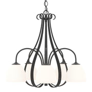 Sweeping Taper 5 Arm Chandelier in Black - 101445-SKT-10-GG0001 by Hubbardton Forge