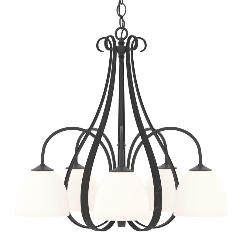 Sweeping Taper 5 Arm Chandelier in Black - 101445-SKT-10-GG0001 by Hubbardton Forge