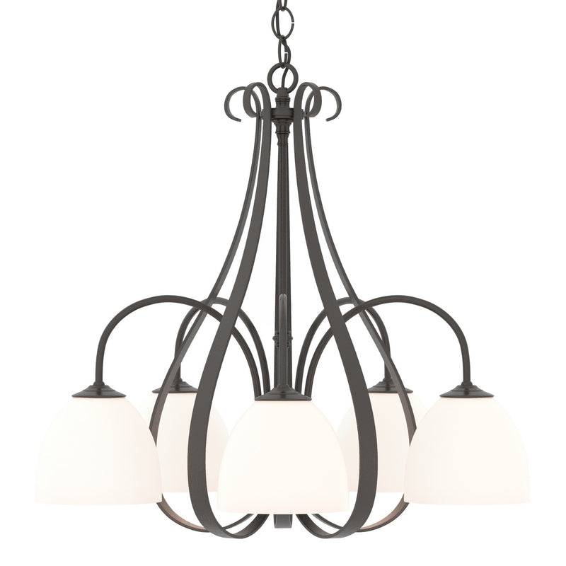Sweeping Taper 5 Arm Chandelier in Oil Rubbed Bronze - 101445-SKT-14-GG0001 by Hubbardton Forge