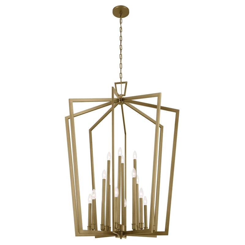 Abbotswell 16-Light Lantern Pendant in Natural Brass