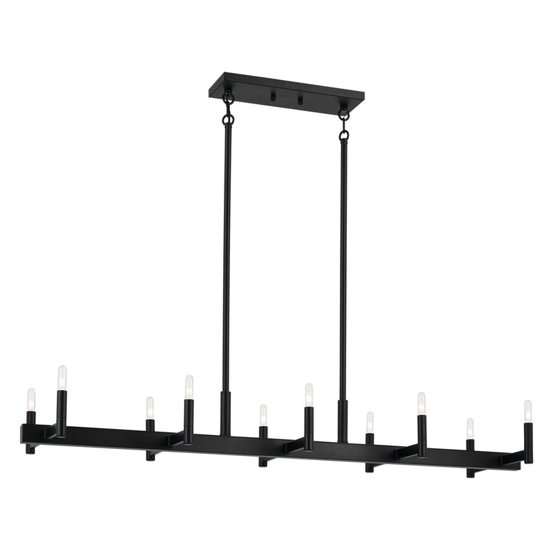 Erzo 10-Light Linear Chandelier in Black