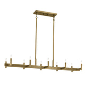Erzo 10-Light Linear Chandelier in Natural Brass