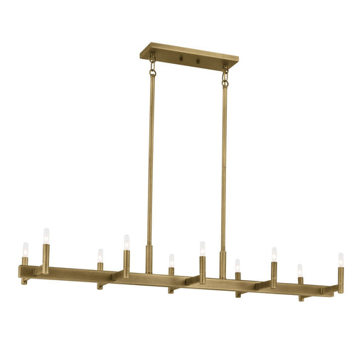 Erzo 10-Light Linear Chandelier in Natural Brass
