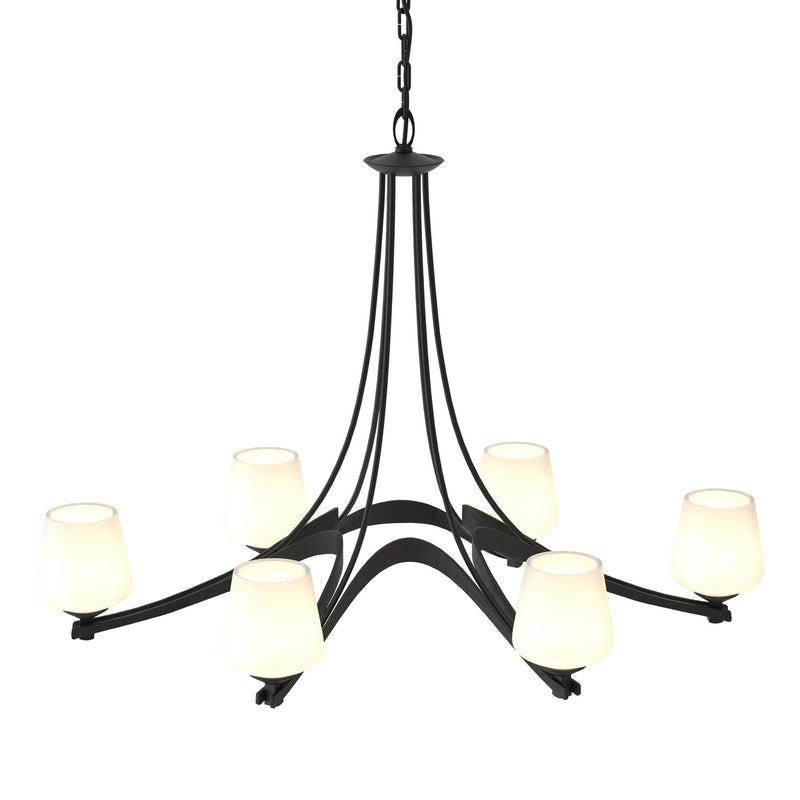 Oval Ribbon 6 Arm Chandelier in Black - 104106-SKT-10-GG0236 by Hubbardton Forge