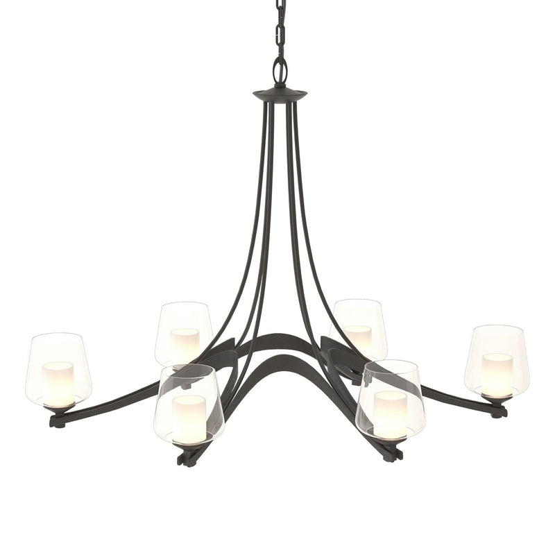 Oval Ribbon 6 Arm Chandelier in Black - 104116-SKT-10-ZU0291 by Hubbardton Forge
