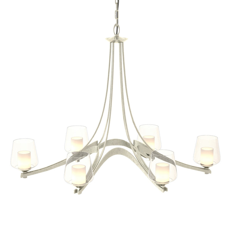 Oval Ribbon 6 Arm Chandelier in Sterling - 104116-SKT-85-ZU0291 by Hubbardton Forge