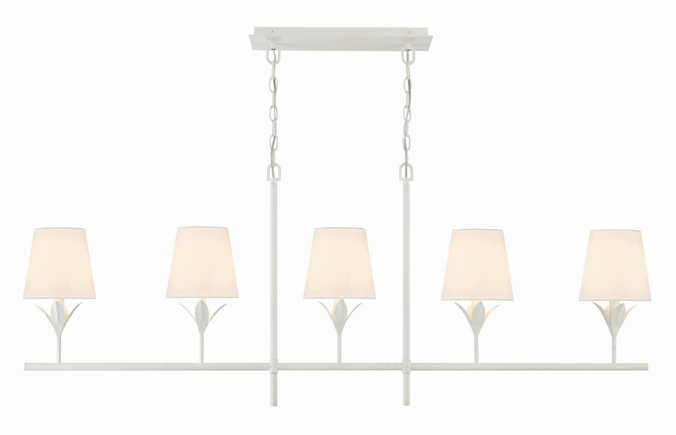 537-MT- Broche 5-Light Chandelier in Matte White by Crystorama