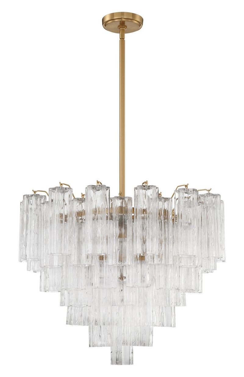ADD-312-AG-CL- Addis 12-Light Chandelier in Aged Brass by Crystorama