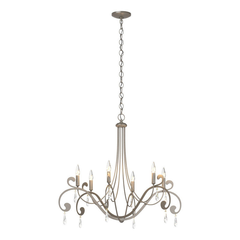 Stella 6 Arm Chandelier in Dark Smoke - 105057-SKT-07-CR by Hubbardton Forge