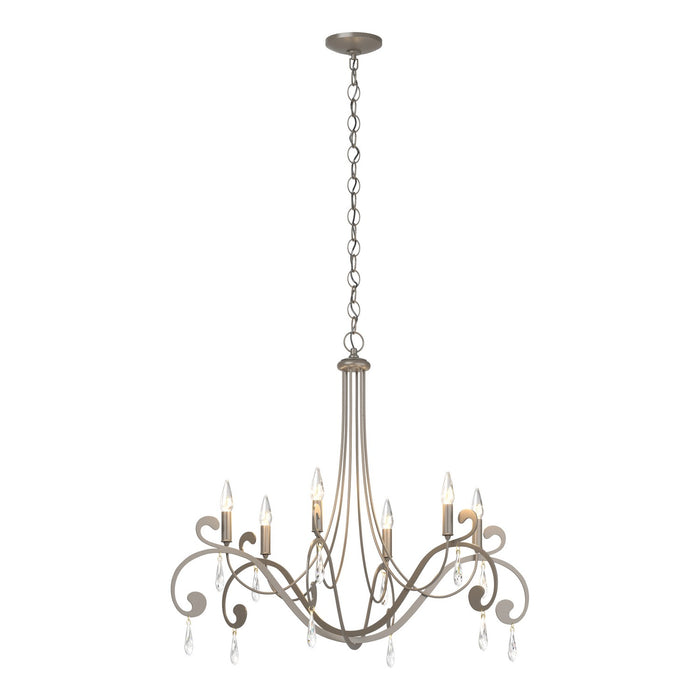 Stella 6 Arm Chandelier in Dark Smoke - 105057-SKT-07-CR by Hubbardton Forge