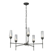 Luma 5 Arm Chandelier in Natural Iron - 105060-SKT-20-CR by Hubbardton Forge