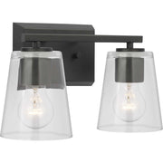 Vertex 2-Light Clear Glass Bath Vanity Light in Matte Black