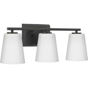 Vertex 3-Light Etched White Glass Bath Vanity Light in Matte Black