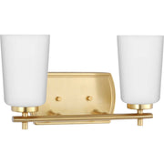 Adley 2-Light Opal Glass Bath Vanity Light in Satin Brass