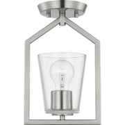Vertex Clear Glass Semi-Flush Mount in Brushed Nickel