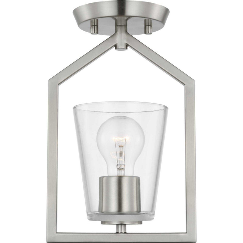 Vertex Clear Glass Semi-Flush Mount in Brushed Nickel