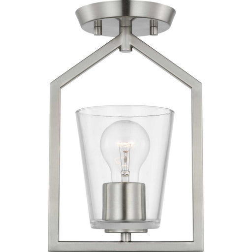 Vertex Clear Glass Semi-Flush Mount in Brushed Nickel