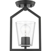 Vertex Clear Glass Semi-Flush Mount in Matte Black