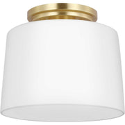 Adley Opal Glass Semi-Flush Mount in Satin Brass