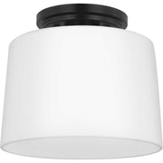 Adley Opal Glass Semi-Flush Mount in Matte Black