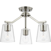 Vertex 3-Light Clear Glass Convertible Chandelier in Brushed Nickel