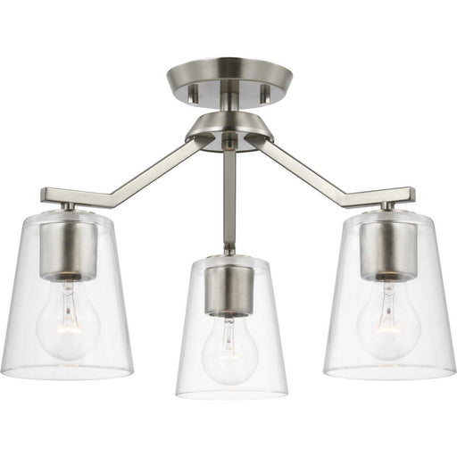 Vertex 3-Light Clear Glass Convertible Chandelier in Brushed Nickel