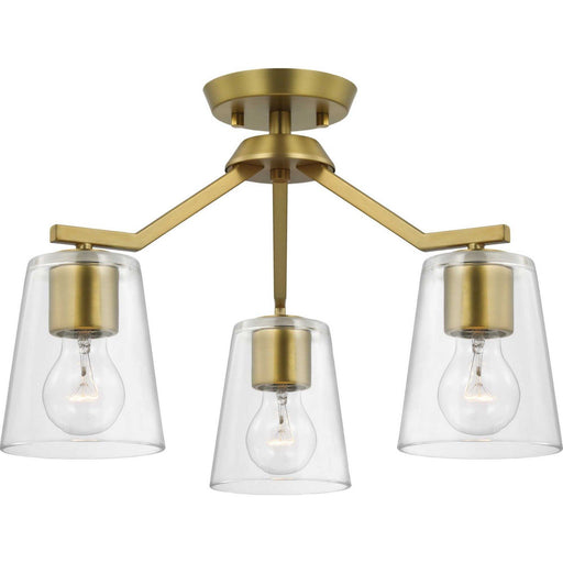 Vertex 3-Light Clear Glass Convertible Chandelier in Brushed Gold
