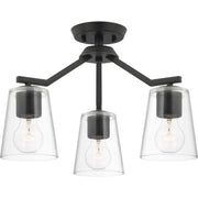 Vertex 3-Light Clear Glass Convertible Chandelier in Matte Black