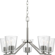 Vertex 5-Light Clear Glass Chandelier in Brushed Nickel