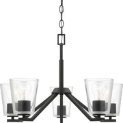 Vertex 5-Light Clear Glass Chandelier in Matte Black