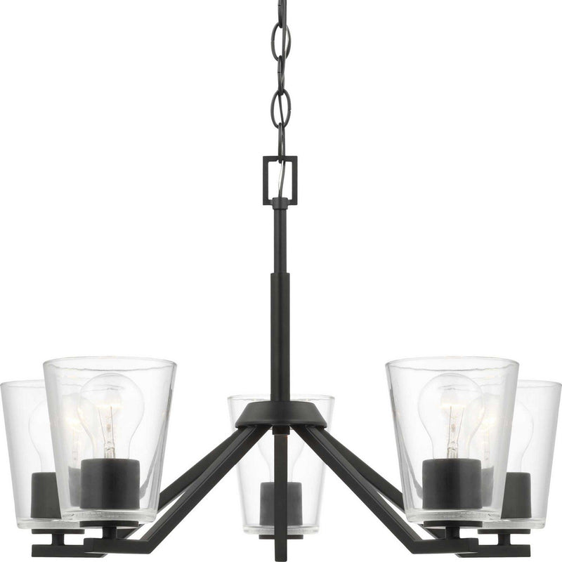 Vertex 5-Light Clear Glass Chandelier in Matte Black