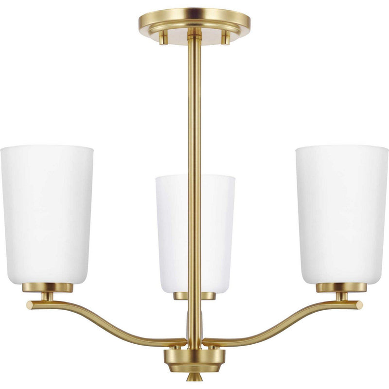 Adley 3-Light Convertible Chandelier in Satin Brass
